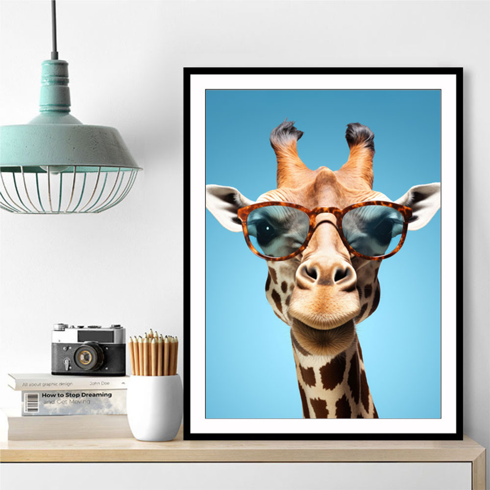 Giraffe In Glasses 2 Wall Art