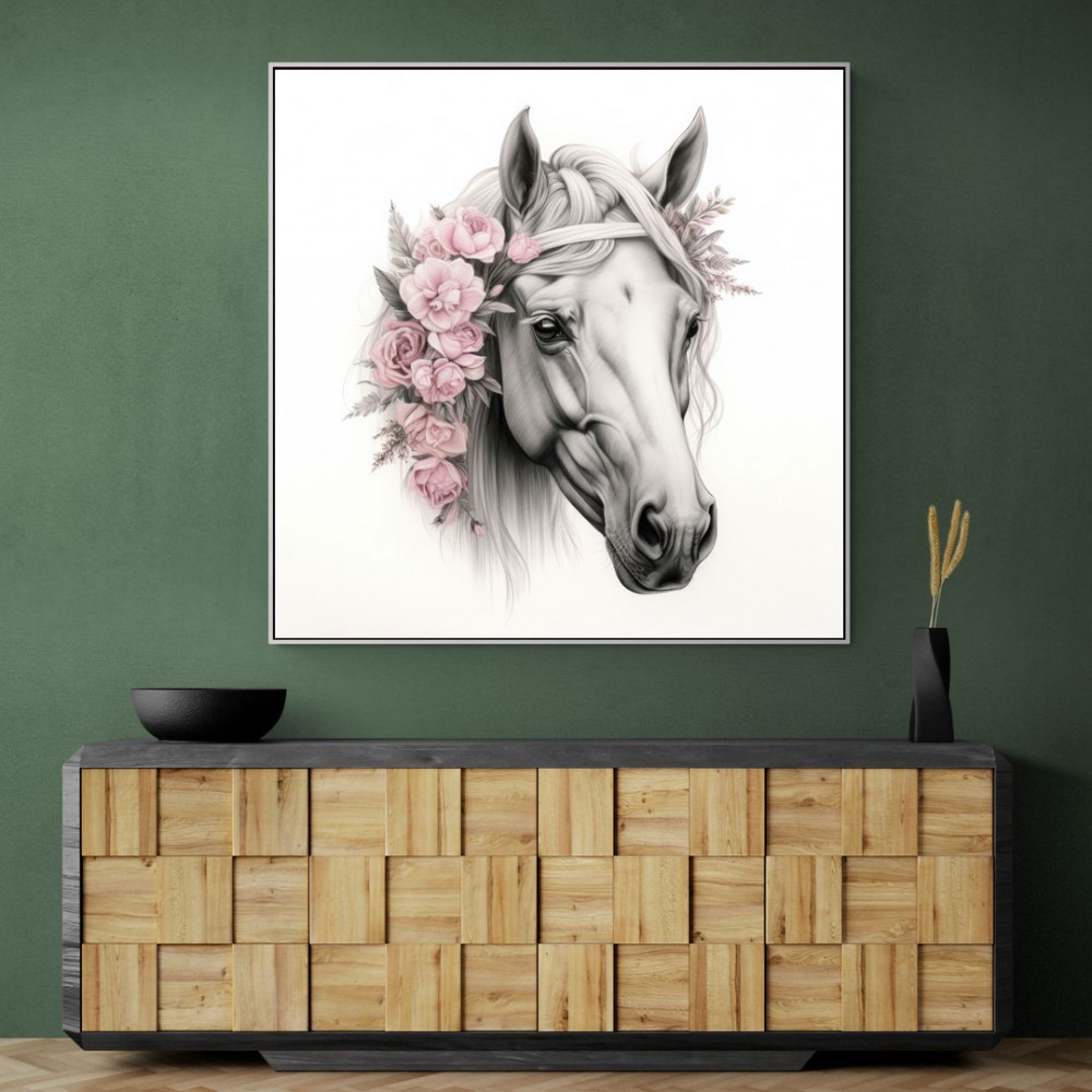 Arabian Horse with Flowers Wall Art