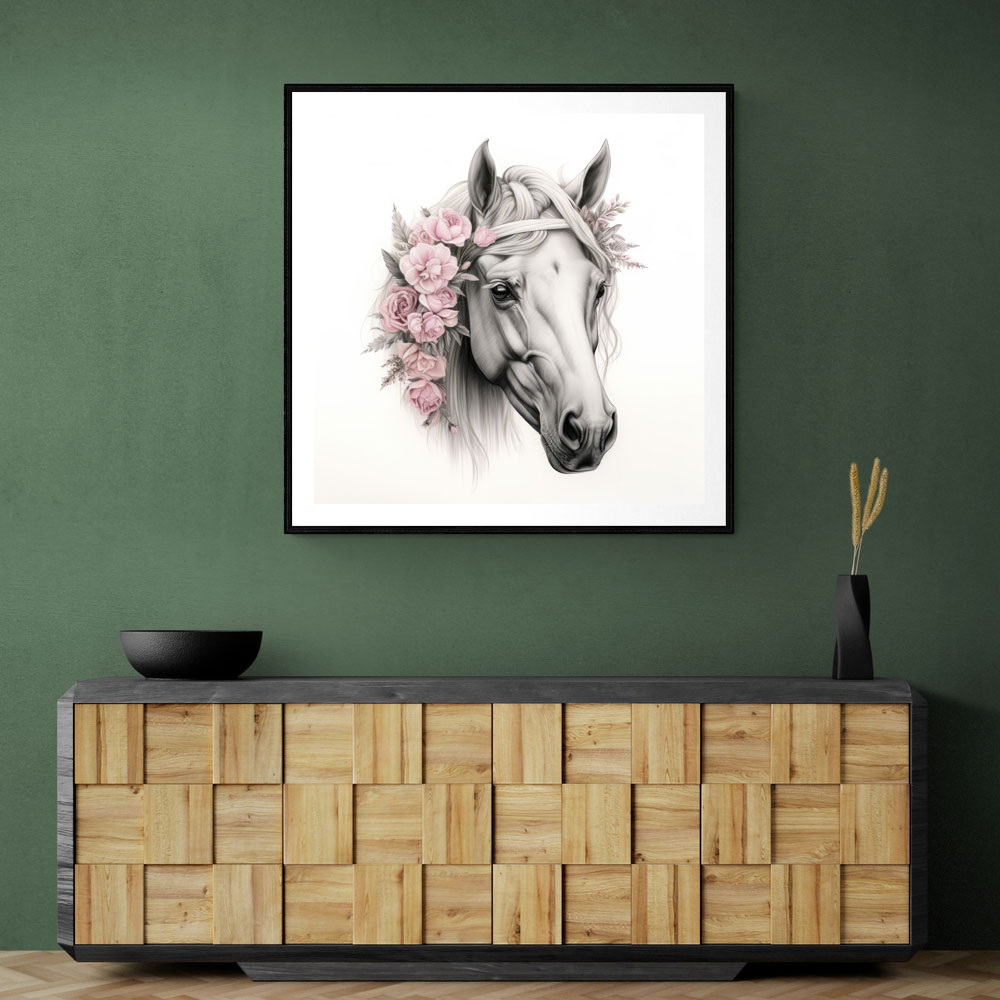 Arabian Horse with Flowers Wall Art