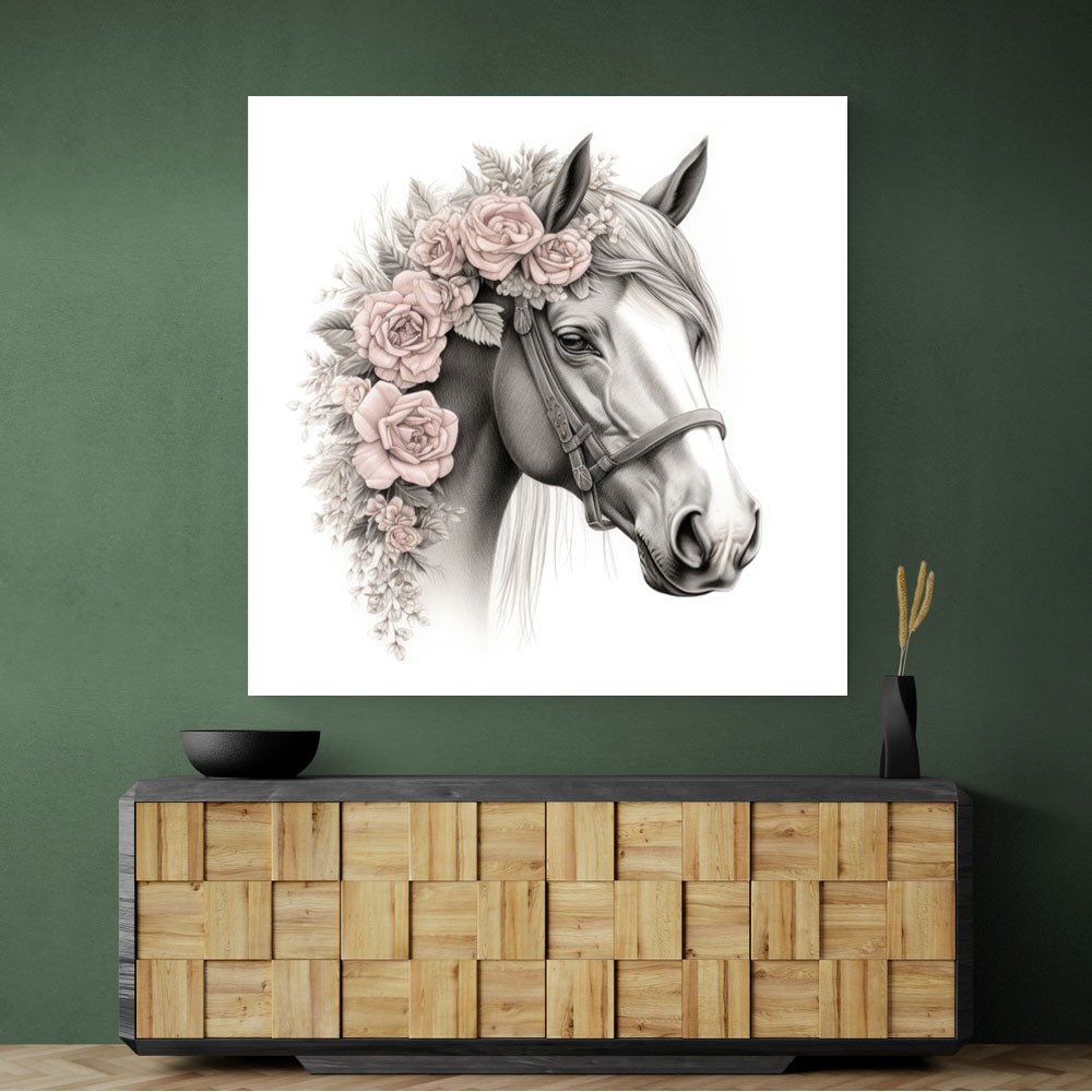Arabian Horse with Flowers 3 Wall Art