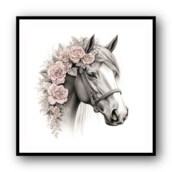 Arabian Horse with Flowers 3 Wall Art