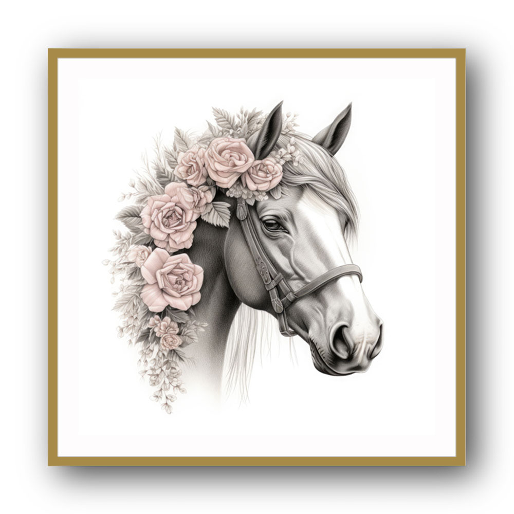 Arabian Horse with Flowers 3 Wall Art