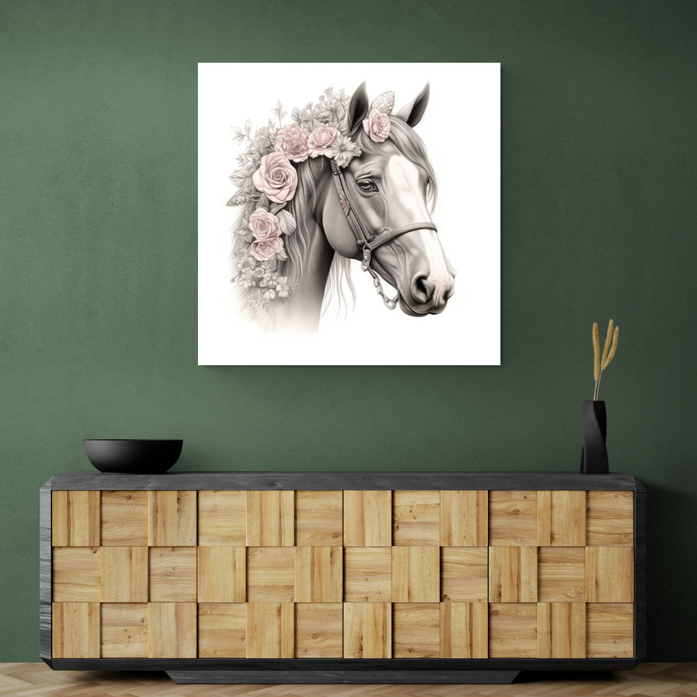 Arabian Horse with Flowers 4 Wall Art
