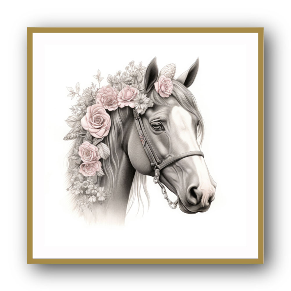 Arabian Horse with Flowers 4 Wall Art