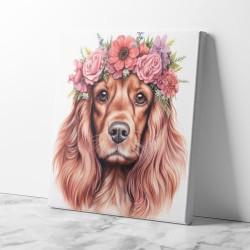 Cocker Spaniel Pink Flowers 2 Wall Art