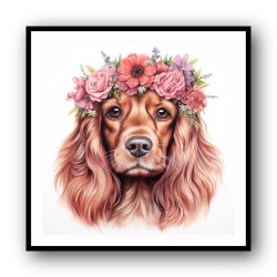 Cocker Spaniel Pink Flowers 2 Wall Art