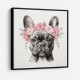 French Bulldog With Pink Flowers Wall Art
