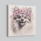 Pomeranian Dog in Pink Flowers Wall Art