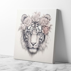 Tiger in Pink Flowers Wall Art