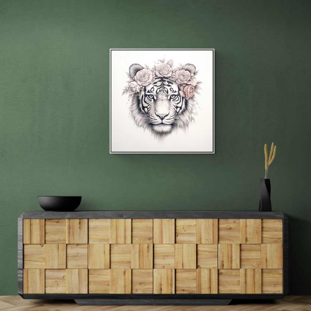 Tiger in Pink Flowers Wall Art