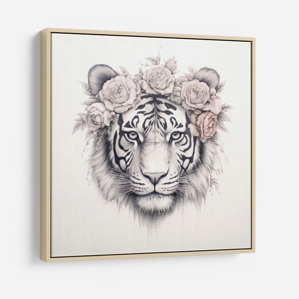 Tiger in Pink Flowers Wall Art