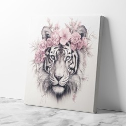 Tiger in Pink Flowers 2 Wall Art