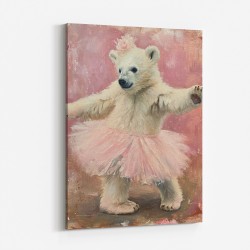 Baby Polar Bear Dancing in a Pink Tutu Wall Art