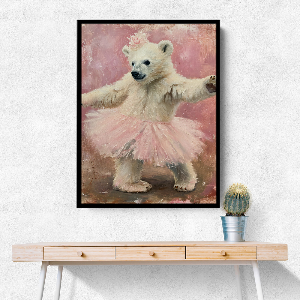 Baby Polar Bear Dancing in a Pink Tutu Wall Art