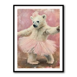 Baby Polar Bear Dancing in a Pink Tutu Wall Art