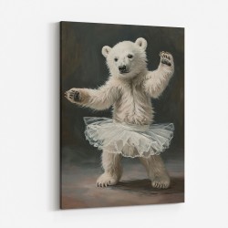 Baby Polar Bear Dancing in a White Tutu Wall Art