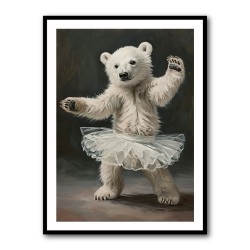 Baby Polar Bear Dancing in a White Tutu Wall Art