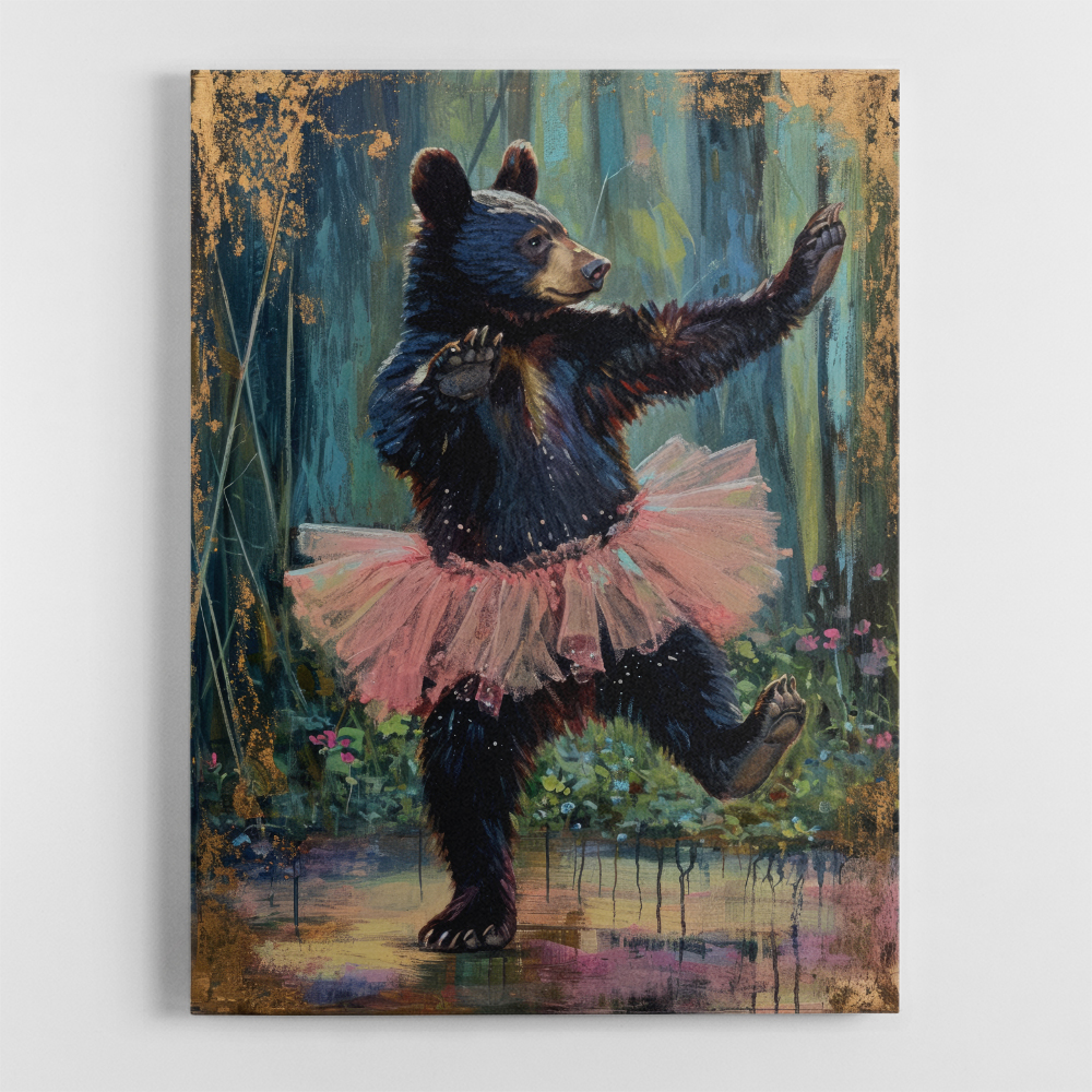 Black Bear Dancing in a Pink Tutu