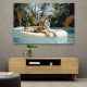 Tiger Floating at The Pool Wall Art