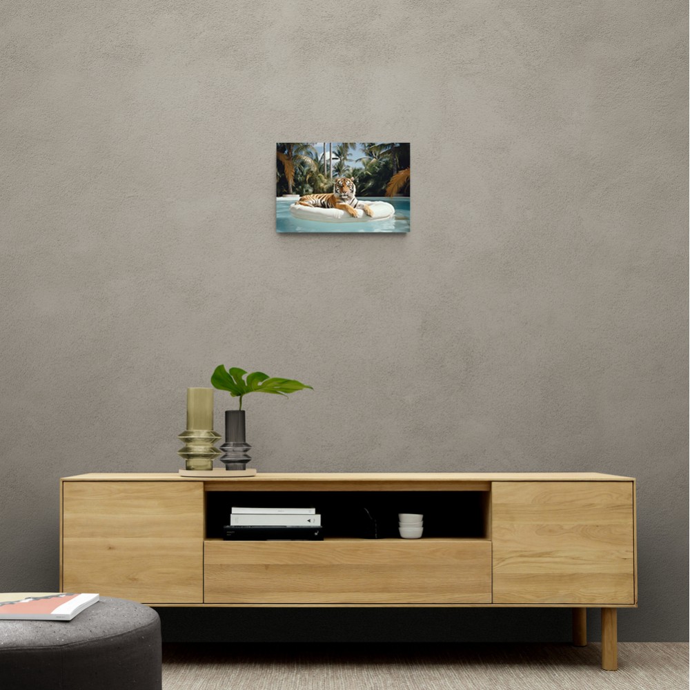 Tiger Floating at The Pool Wall Art