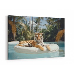 Tiger Floating at The Pool Wall Art