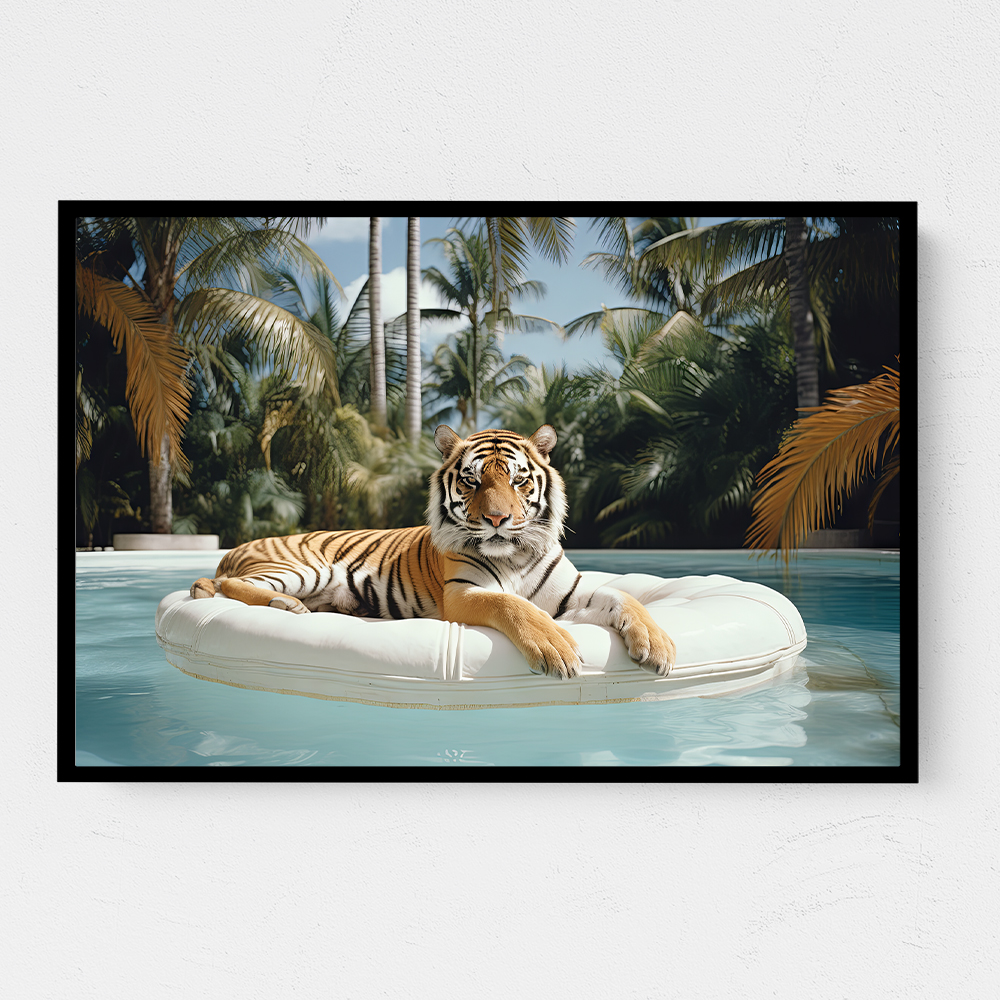 Tiger Floating at The Pool Wall Art