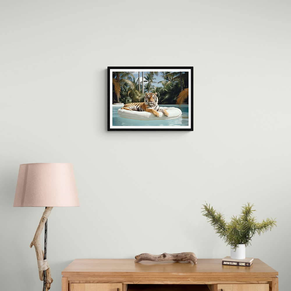 Tiger Floating at The Pool Wall Art Tiger Floating at The Pool Wall Art