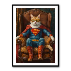 Superhero Cat in an Armchair 