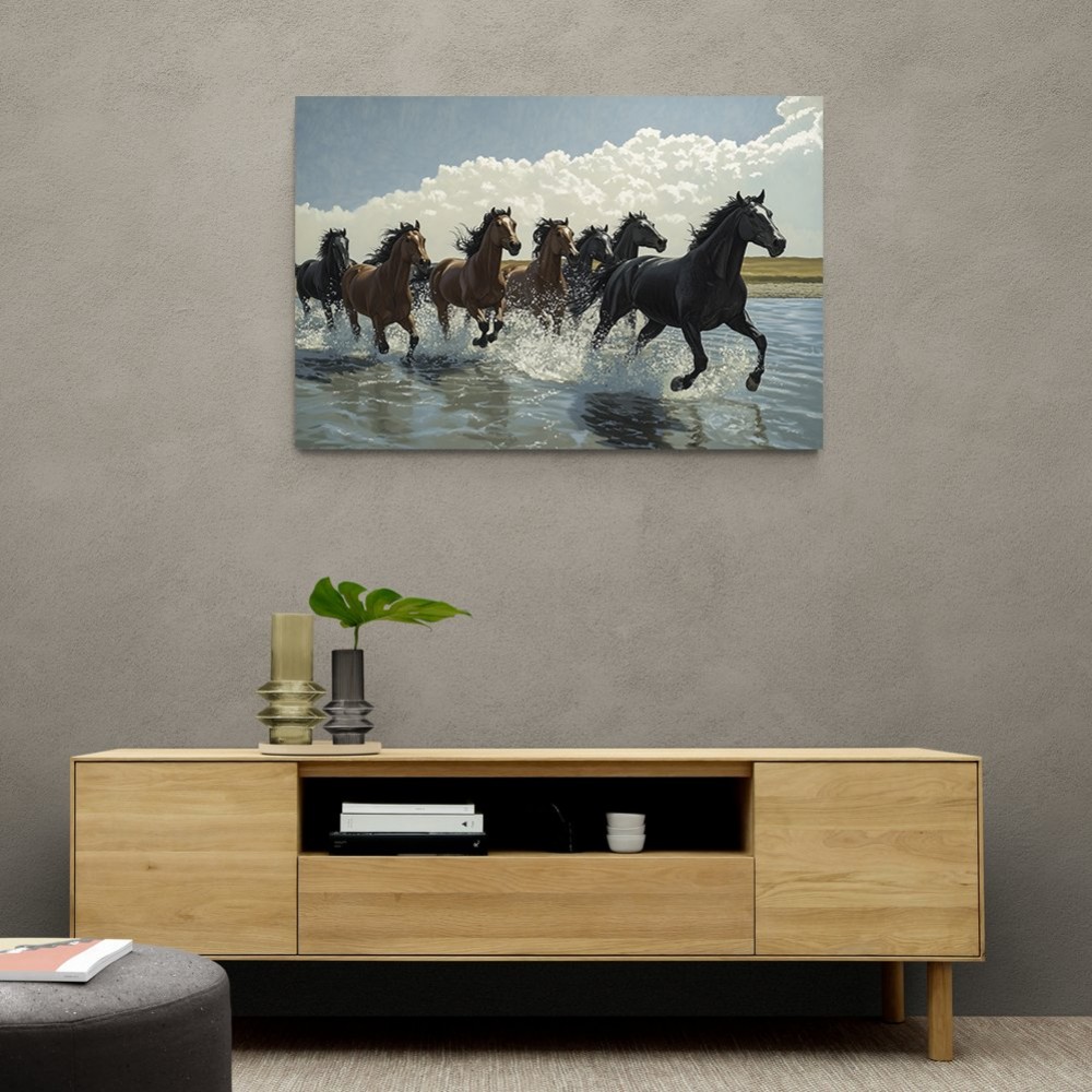 Seven Galloping River Horses Seven Galloping River Horses