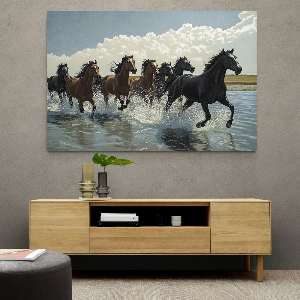 Seven Galloping River Horses Seven Galloping River Horses