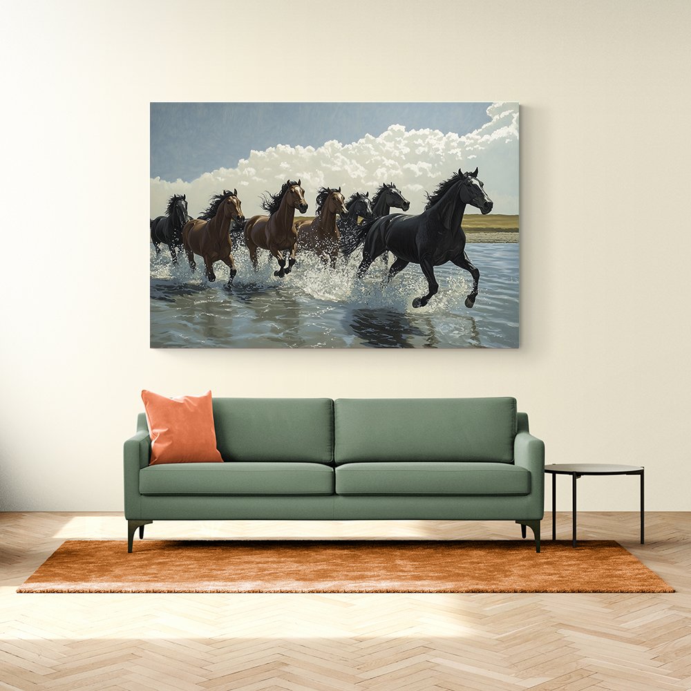 Seven Galloping River Horses Seven Galloping River Horses
