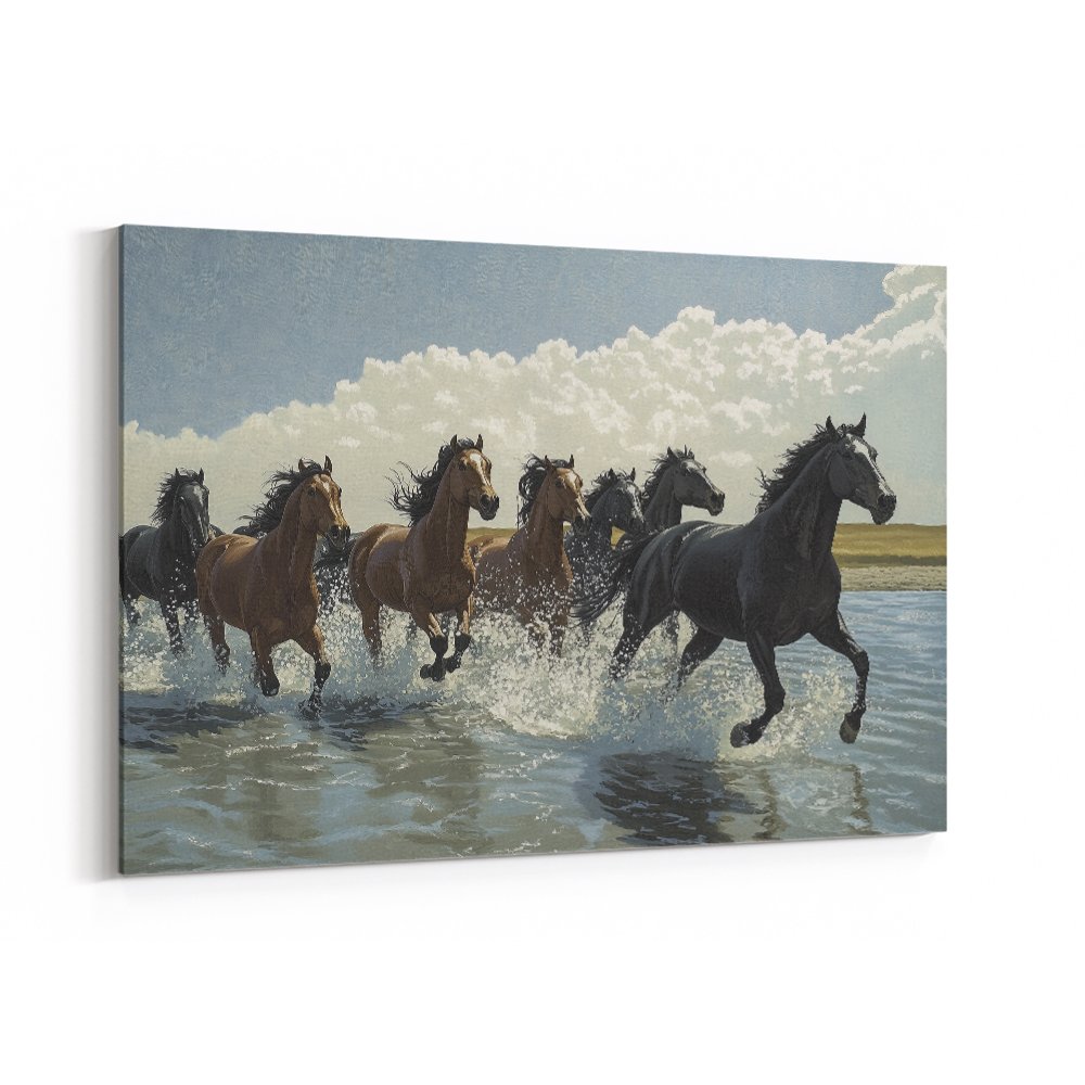 Seven Galloping River Horses Seven Galloping River Horses