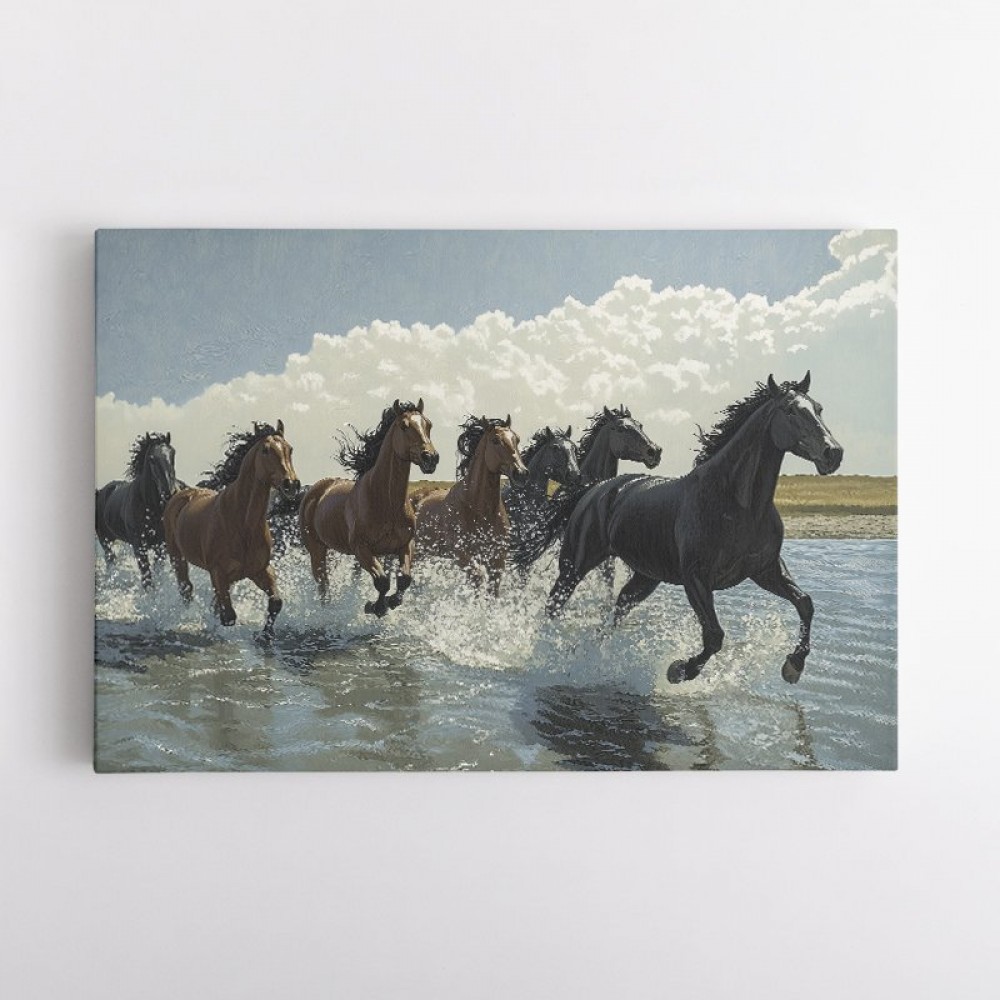 Seven Galloping River Horses Seven Galloping River Horses