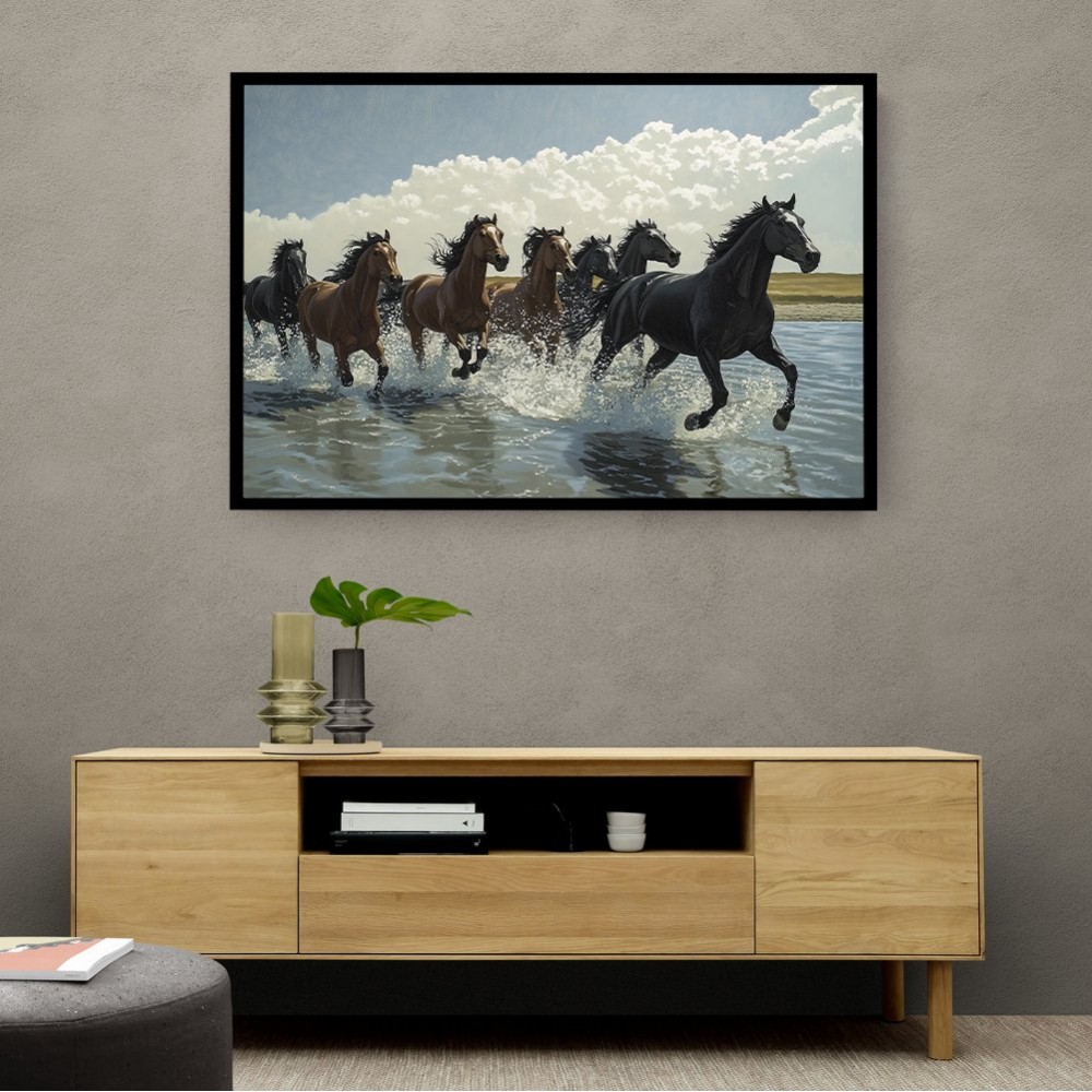 Seven Galloping River Horses Seven Galloping River Horses