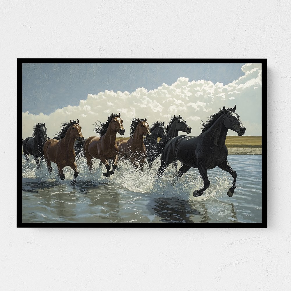 Seven Galloping River Horses Seven Galloping River Horses