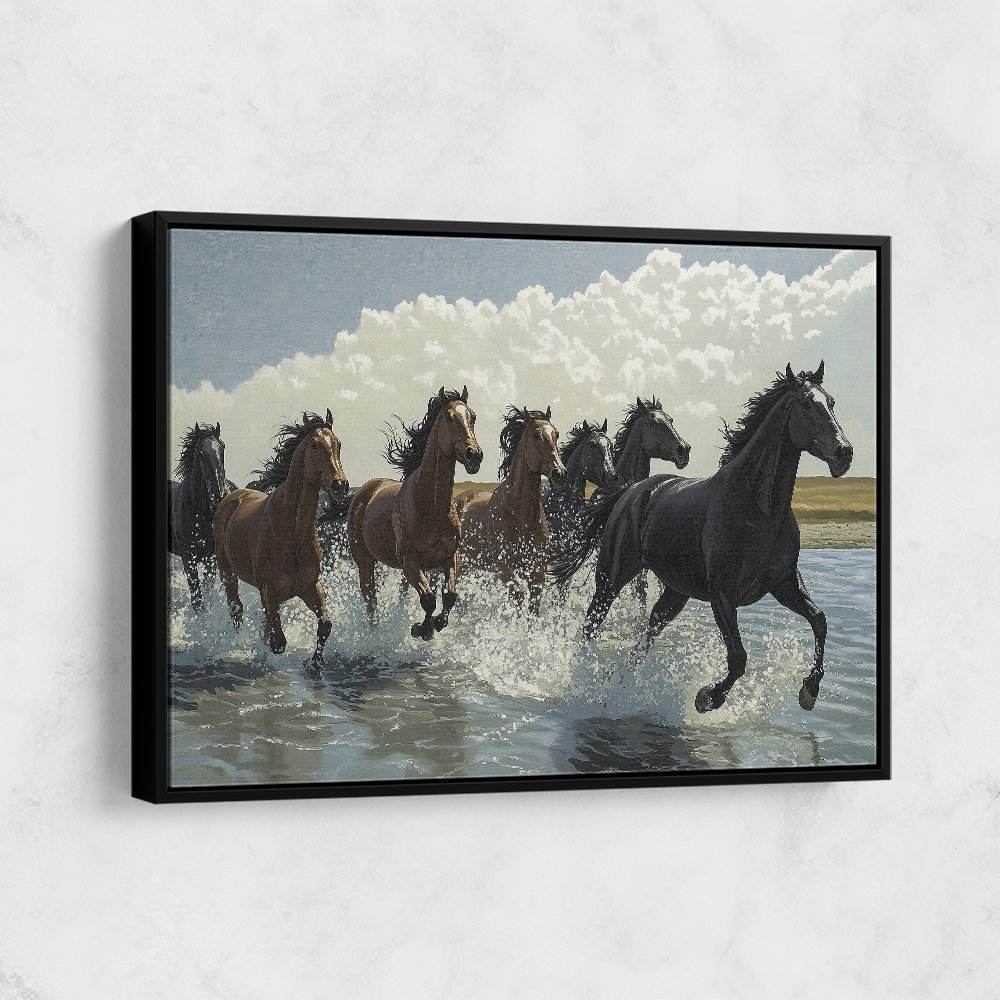 Seven Galloping River Horses Seven Galloping River Horses