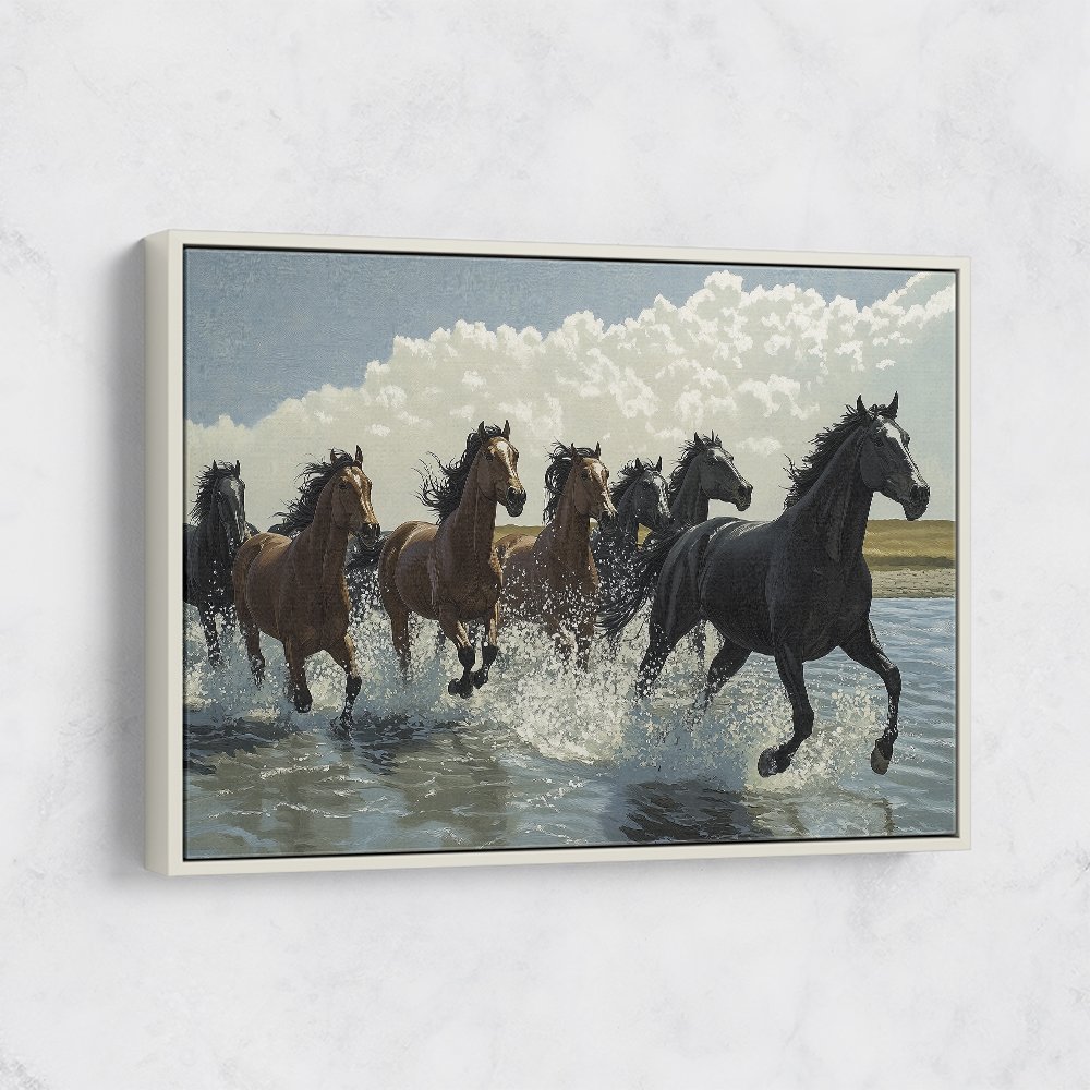 Seven Galloping River Horses Seven Galloping River Horses