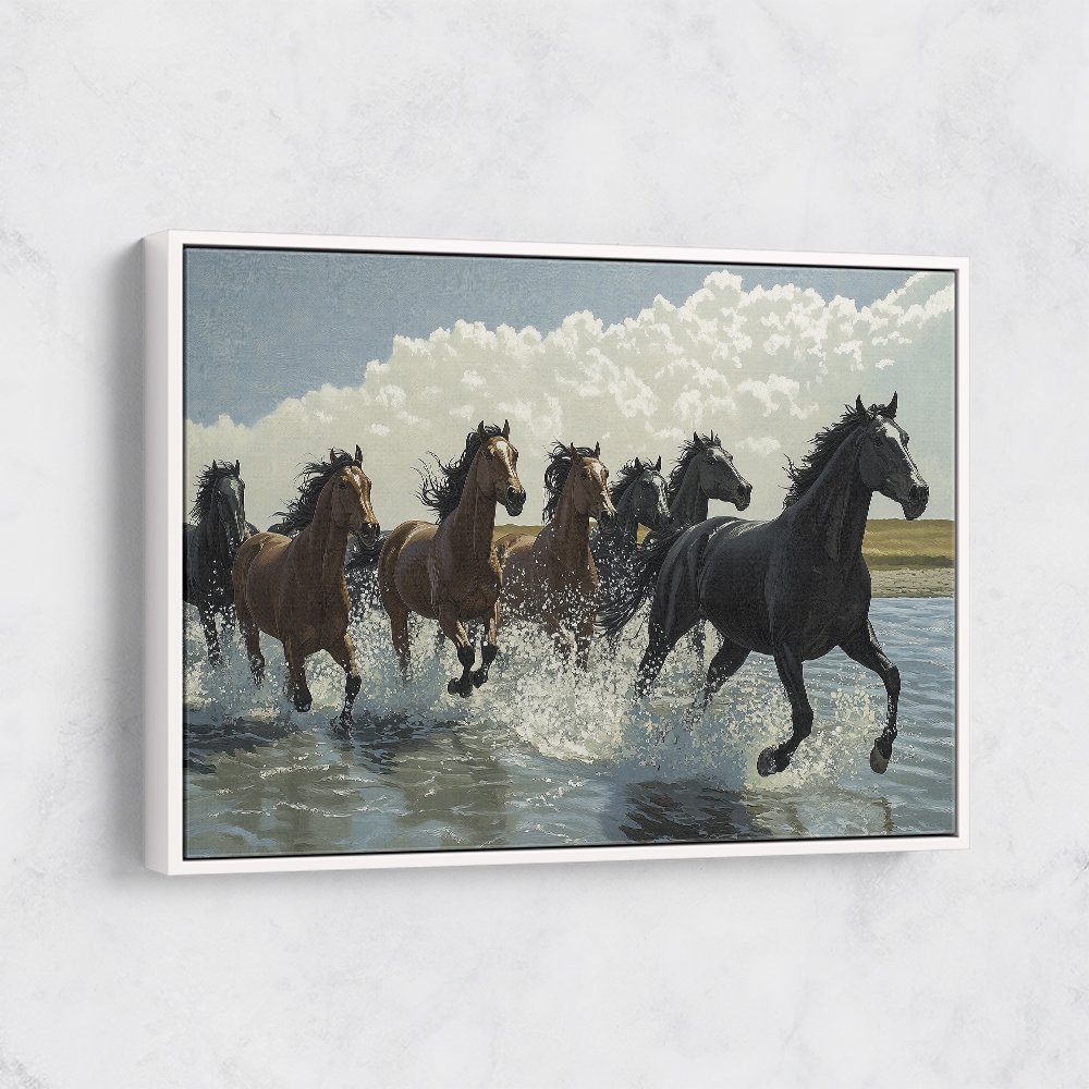 Seven Galloping River Horses Seven Galloping River Horses