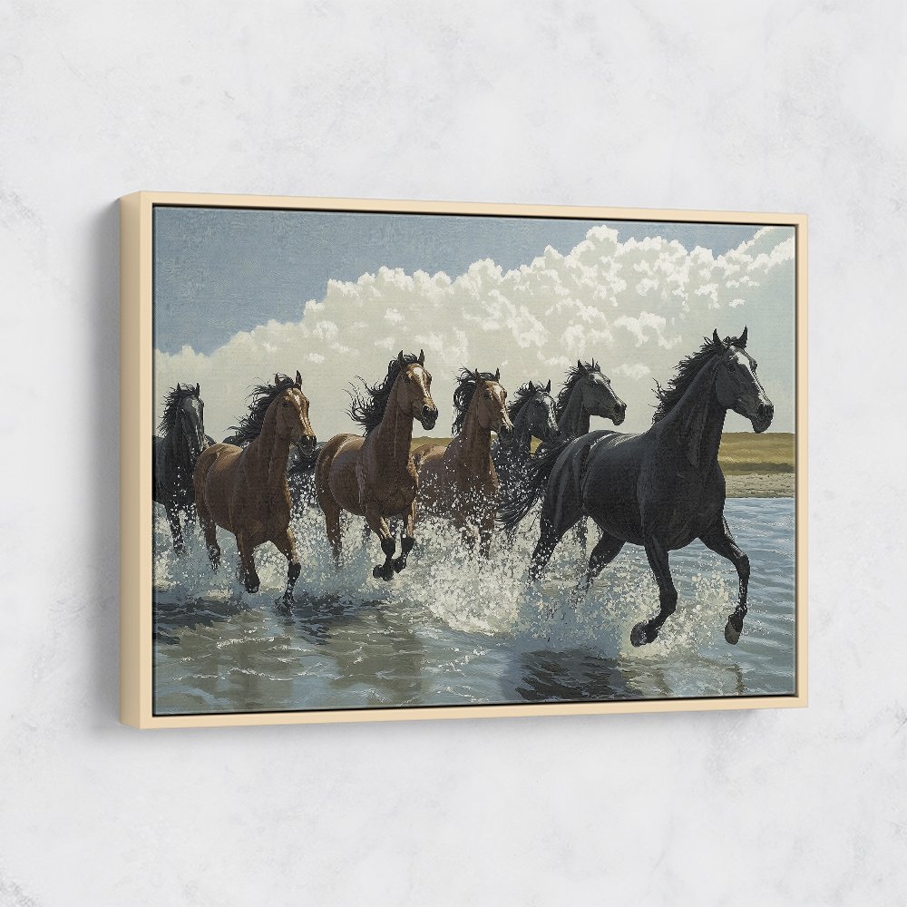 Seven Galloping River Horses Seven Galloping River Horses
