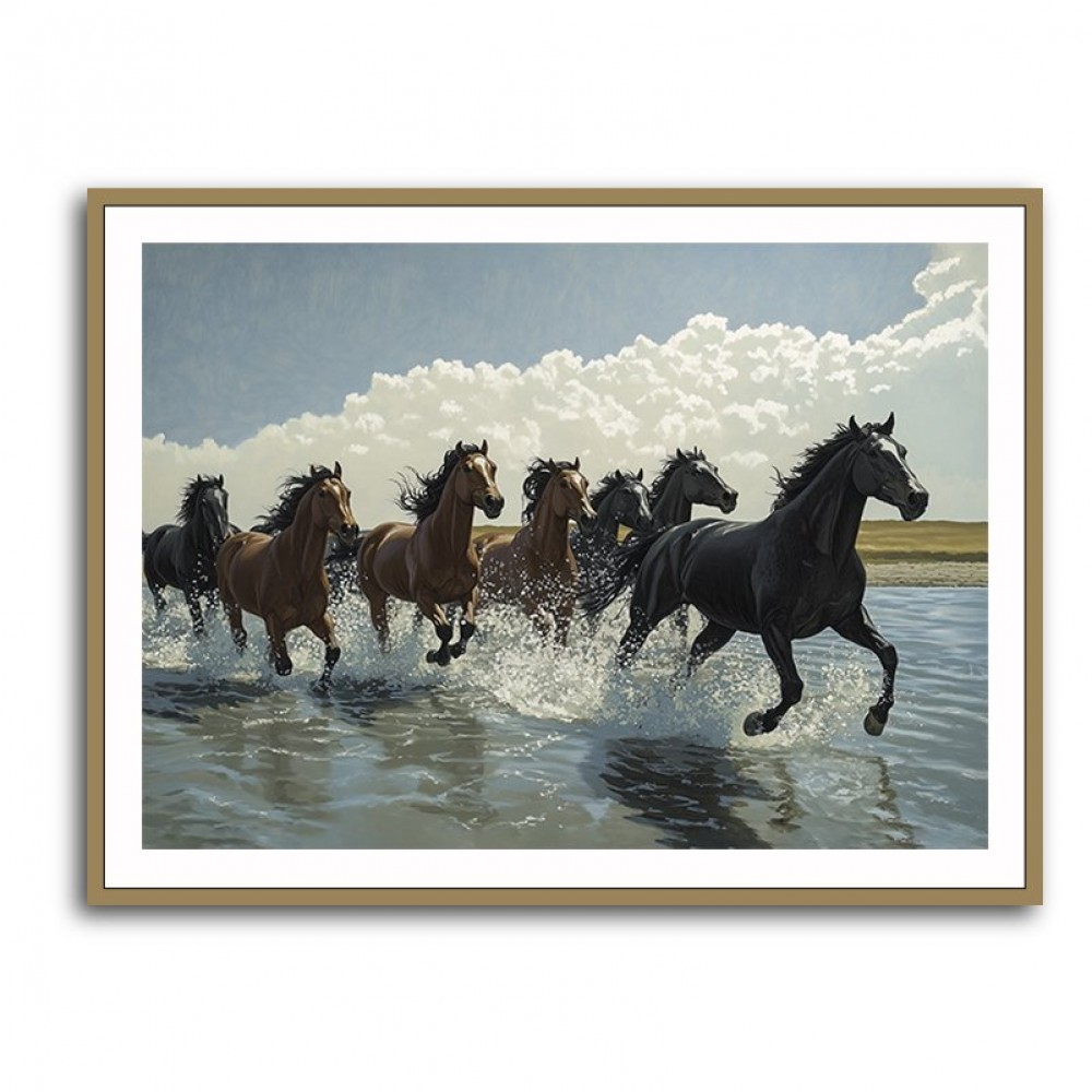 Seven Galloping River Horses Seven Galloping River Horses