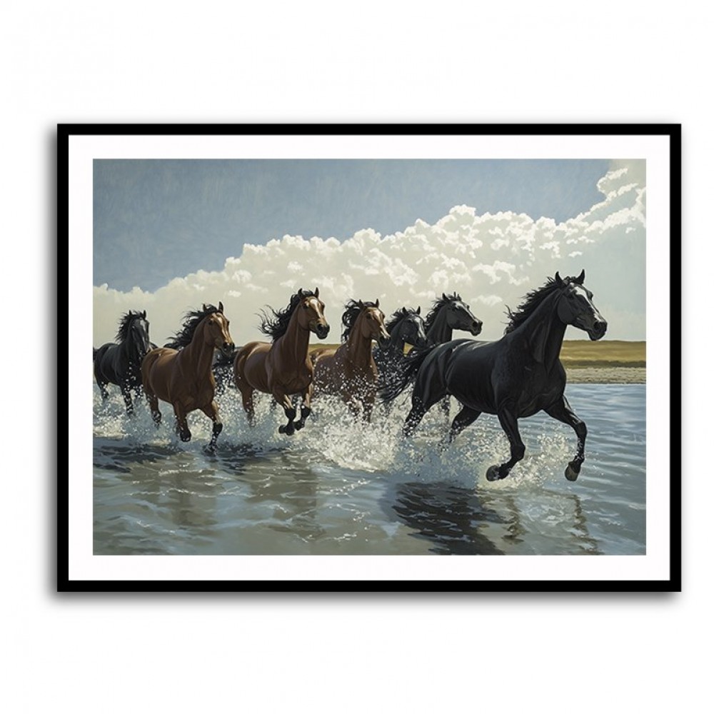 Seven Galloping River Horses Seven Galloping River Horses