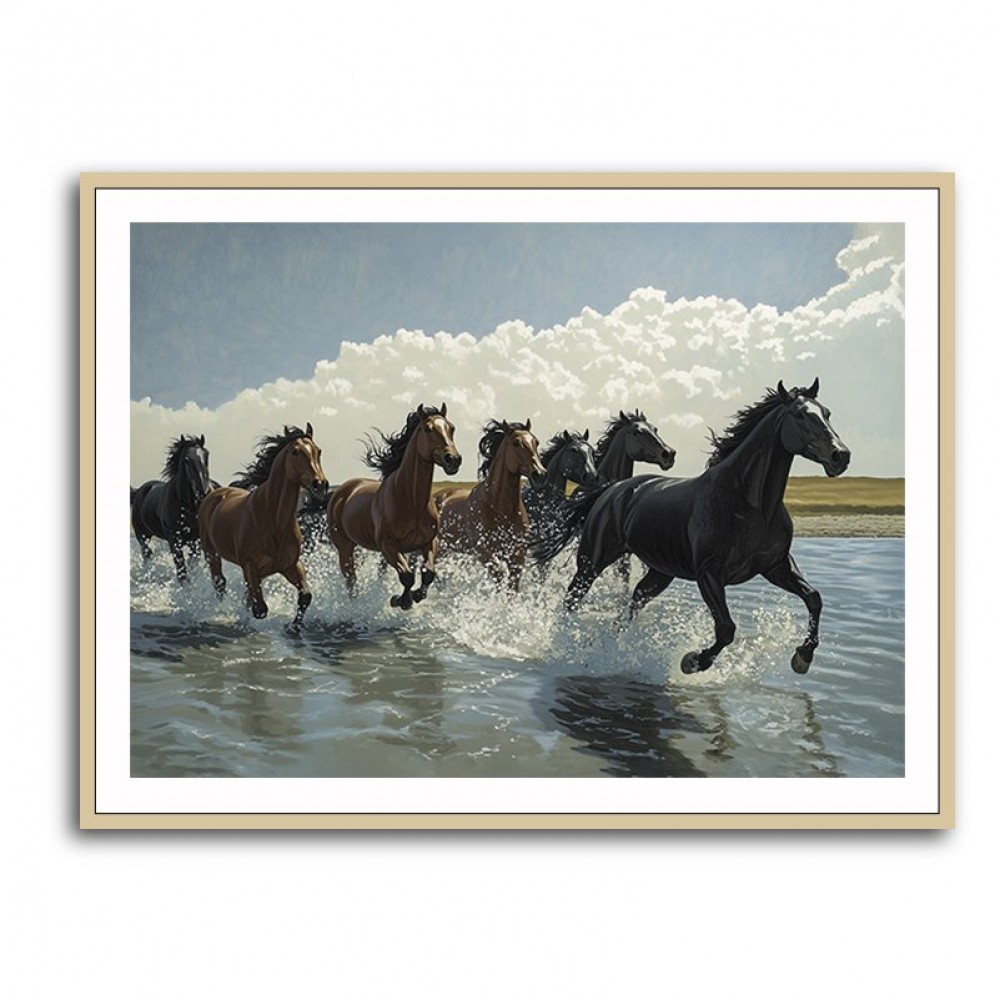 Seven Galloping River Horses Seven Galloping River Horses