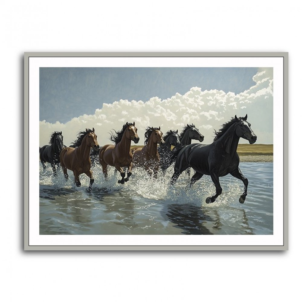 Seven Galloping River Horses Seven Galloping River Horses