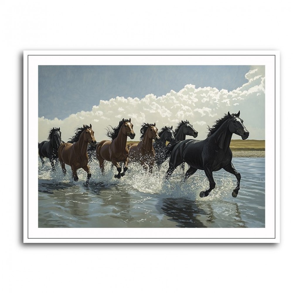 Seven Galloping River Horses Seven Galloping River Horses