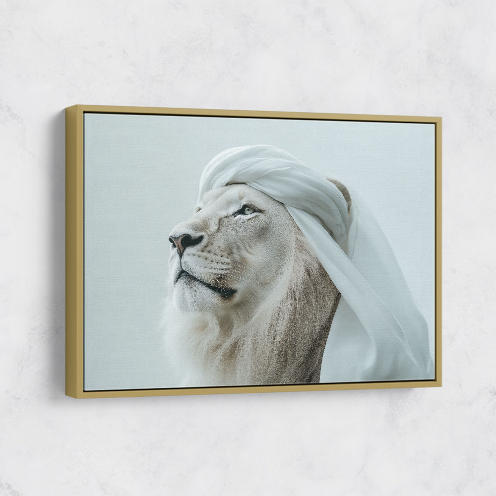 Ghutra White Lion Wall Art Ghutra White Lion Wall Art