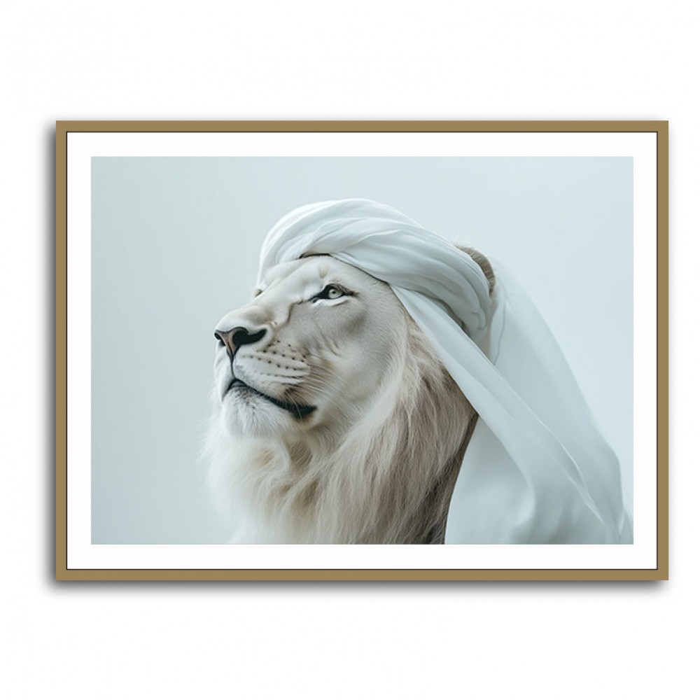 Ghutra White Lion Wall Art Ghutra White Lion Wall Art