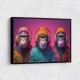 Three Chimps Wearing Headphones Punk Wall Art