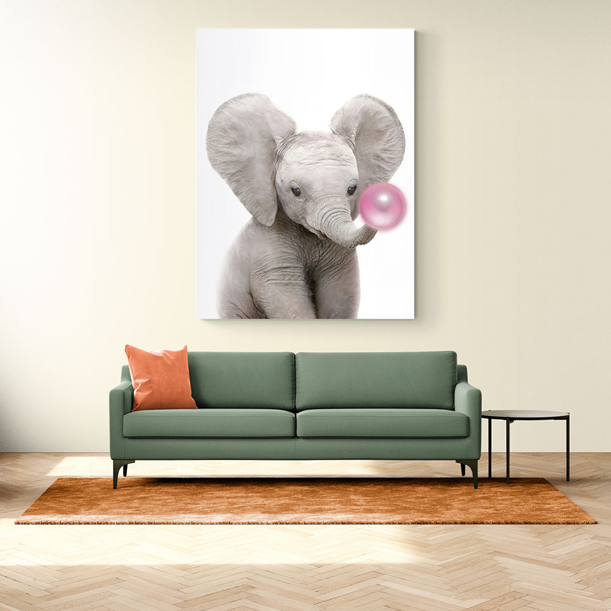 Baby Elephant Bubble Gum Wall Art