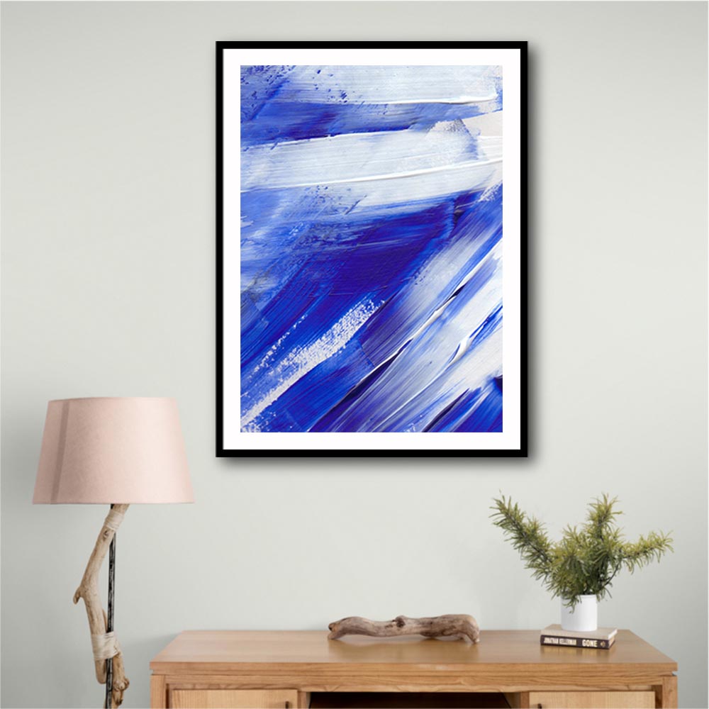 White on Blue Brush Strokes