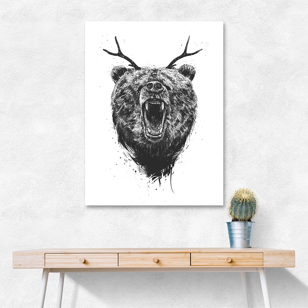 Angry Bear with Antlers